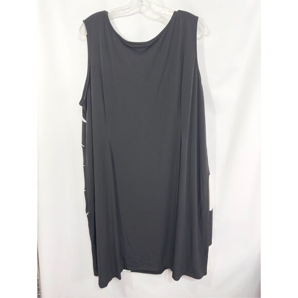 Catherines Plus Sz 26W 28W Dress 3X Black White Midi Shift Stripe Sleeveless 186 - Picture 2 of 6